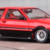 Toyota Sprinter Trueno AE86 RHD (Right Hand Drive) Red And Black With Black Stripes 1/64 Diecast Model Car By Inno Models
