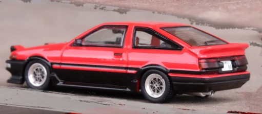 Toyota Sprinter Trueno AE86 RHD (Right Hand Drive) Red And Black With Black Stripes 1/64 Diecast Model Car By Inno Models 4 Toyota Sprinter Trueno AE86 RHD (Right Hand Drive) Red And Black With Black Stripes 1/64 Diecast Model Car By Inno Models - Image 2