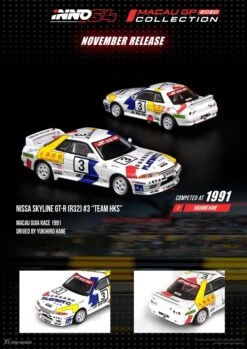 INNO Models 1:64 Nissan Skyline GT-R R32 #3 "Team HKS" MGP 1991 -Model Cars Houston 125212089 1574129732794456 798305084212451757 o
