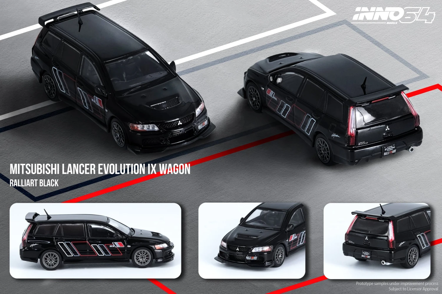 INNO Models 1:64 Mitsubishi Lancer EVO IX Wagon Ralliart Black 6 INNO Models 1:64 Mitsubishi Lancer EVO IX Wagon Ralliart Black - Image 4