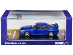 Nissan Skyline GT-R (R33) RHD (Right Hand Drive) Bayside Blue Metallic 1/64 Diecast Model Car By Inno Models