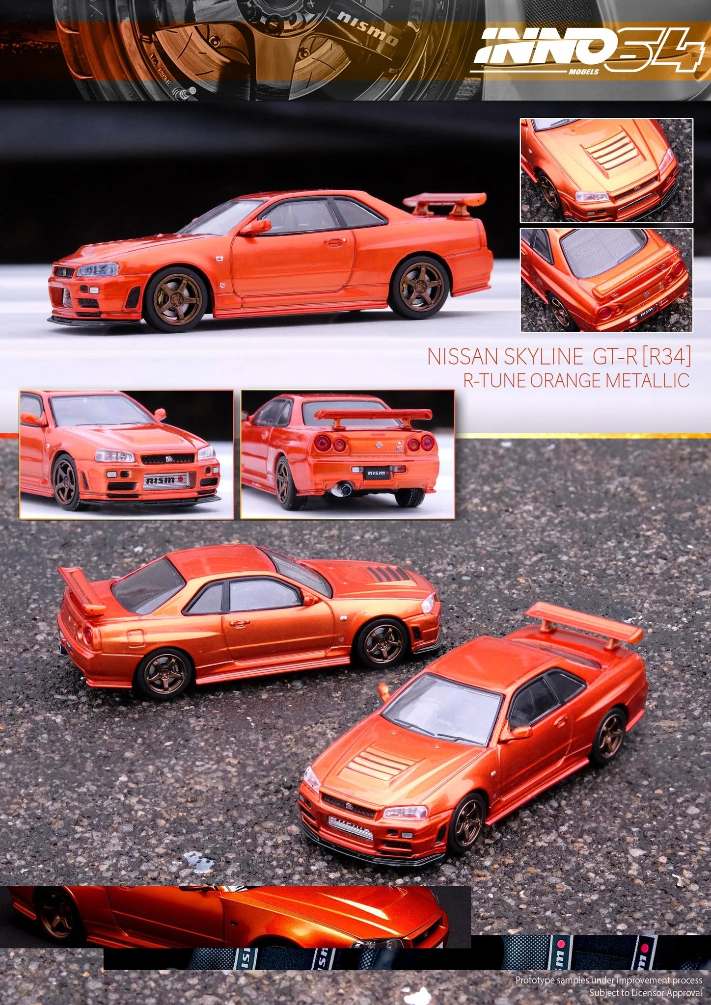 INNO64 1:64 Nissan Skyline GTR (R34) R-Tune In Orange Metallic 3 INNO64 1:64 Nissan Skyline GTR (R34) R-Tune In Orange Metallic
