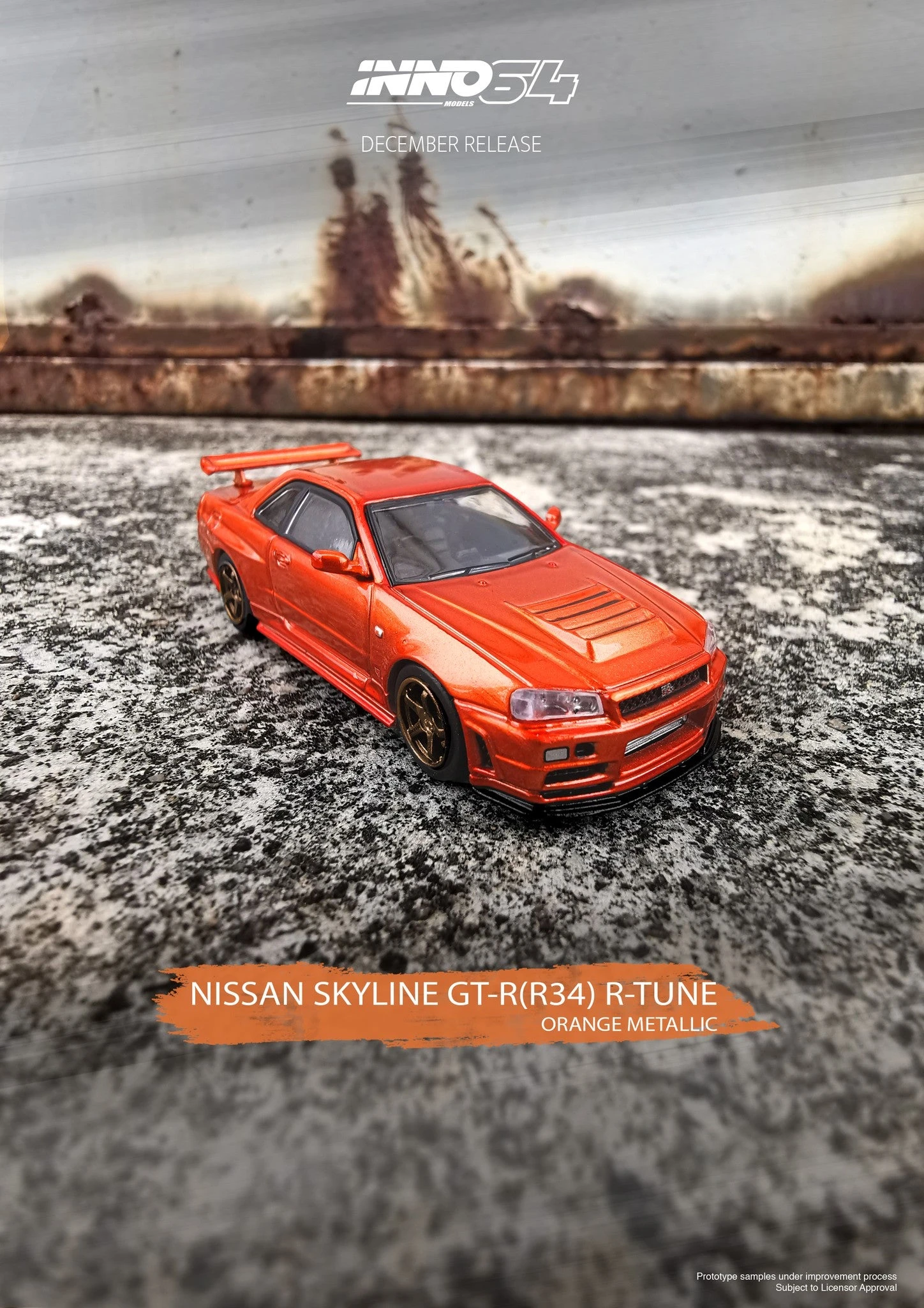 INNO64 1:64 Nissan Skyline GTR (R34) R-Tune In Orange Metallic 4 INNO64 1:64 Nissan Skyline GTR (R34) R-Tune In Orange Metallic - Image 2