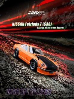 INNO64 1:64 Nissan Fairlady Z (S30) Orange With Carbon Bonnet -Model Cars Houston 332718008 522071303375199 8203944675378866670 n