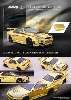 INNO64 1:64 Nissan Skyline GT-R (R34) R-Tune Hobby Expo China 2023 In Gold Chrome -Model Cars Houston 340074159 1022531675799815 1637898491347942361 n
