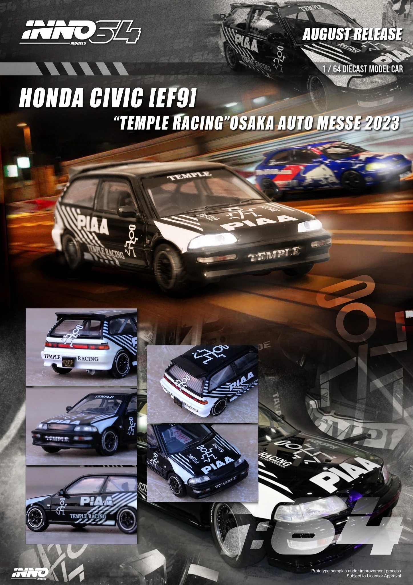 INNO64 1:64 Honda Civic (EF9) "TEMPLE RACING" Osaka Auto Messe 2023 5 INNO64 1:64 Honda Civic (EF9) "TEMPLE RACING" Osaka Auto Messe 2023 - Image 3