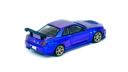 Nissan Skyline GT-R (R34) RHD (Right Hand Drive) Midnight Purple II Metallic 1/64 Diecast Model Car By Inno Models 4 Nissan Skyline GT-R (R34) RHD (Right Hand Drive) Midnight Purple II Metallic 1/64 Diecast Model Car By Inno Models - Image 2