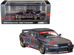 Nissan Skyline GT-R (R32) RHD (Right Hand Drive) Pandem "By WD Ultimate" Dark Blue Metallic With Graphics 1/64 Diecast Model Car By Inno Models