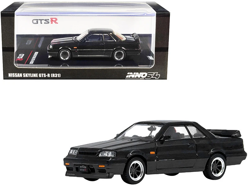 Nissan Skyline GTS-R (R31) RHD (Right Hand Drive) Black Metallic And Gun Metal Gray 1/64 Diecast Model Car By Inno Models 3 Nissan Skyline GTS-R (R31) RHD (Right Hand Drive) Black Metallic And Gun Metal Gray 1/64 Diecast Model Car By Inno Models