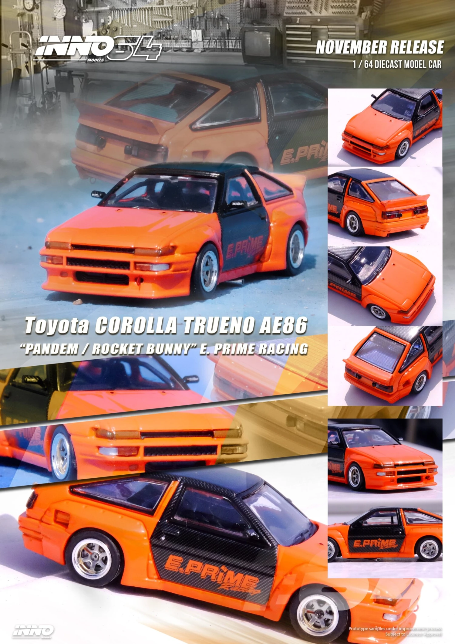 INNO64 1/64 Toyota Corolla Trueno AE86 "Pandem / Rocket Bunny" E. Prime Racing 8 INNO64 1/64 Toyota Corolla Trueno AE86 "Pandem / Rocket Bunny" E. Prime Racing - Image 6