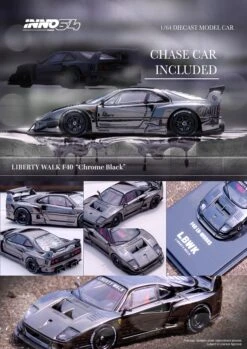 INNO64 1:64 Ferrari F40 Liberty Walk In Chrome Black -Model Cars Houston ChrBlackF40ANNO
