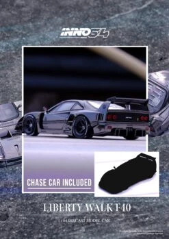 INNO64 1:64 Ferrari F40 Liberty Walk In Chrome Black -Model Cars Houston ChrBlackF40ANNO2