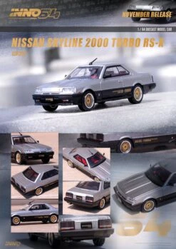 INNO64 1:64 Nissan Skyline 2000 Turbo RS-X (DR30) In Silver / Black -Model Cars Houston DR30SILVER BLACKanno