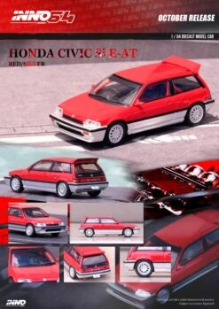 INNO64 1:64 Honda Civic Si EA-T In Red / Silver -Model Cars Houston EATR Sanno