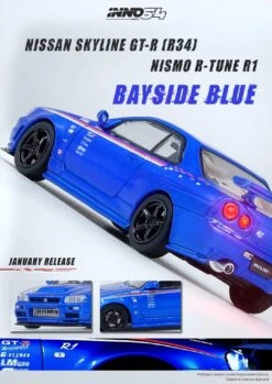 INNO64 1:64 Nissan Skyline GT-R R34 R-Tune R1 In Bayside Blue