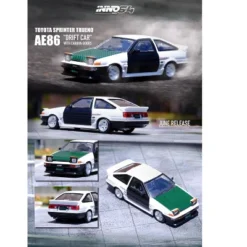 Toyota Sprinter Trueno AE86 RHD White With Green Carbon Hood And Black Carbon Doors 1/64 Diecast Model Car By Inno Models -Model Cars Houston GUEST 5bfc91a4 e93c 4e2b a537 9812eeba6974