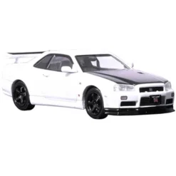 Nissan Skyline GT-R (R34) V-SPEC II N1 RHD (Right Hand Drive) White With Carbon Hood 1/64 Diecast Model Car By Inno Models