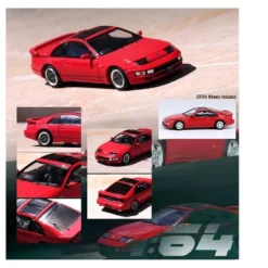Nissan Fairlady Z (Z32) RHD (Right Hand Drive) Aztec Red With Sunroof And Extra Wheels 1/64 Diecast Model Car By Inno Models