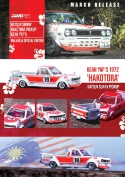 INNO64 1:64 Nissan Sunny Hakotora Pickup Malaysia Special Edition -Model Cars Houston KEANYAP s6