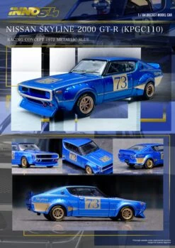 INNO64 1:64 Nissan Skyline 2000GT-R (KPGC110) In Blue Metallic -Model Cars Houston KPGC110BLU73