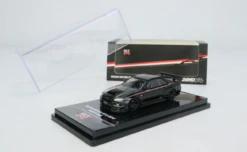 Nissan Skyline GT-R (R34) Nismo R-Tune RHD (Right Hand Drive) Black Pearl With Stripes And Graphics 1/64 Diecast Model Car By Inno Models