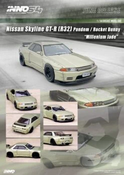 INNO64 1:64 Nissan Skyline GT-R (R32) Pandem Rocket Bunny In Milennium Jade -Model Cars Houston R32ANNOMJ2