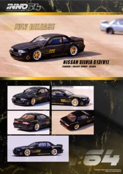 INNO64 1:64 Nissan S13 Silvia Pandem Rocket Bunny Edition In Black -Model Cars Houston S13PBLA3