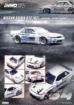 INNO64 1/64 Nissan Silvia (S13) V2 Rocket Bunny In White -Model Cars Houston S13V2anno