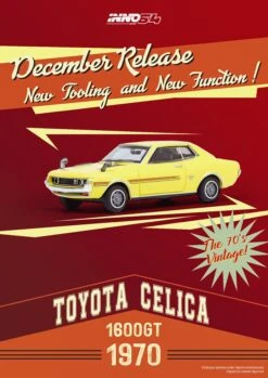 INNO Models 1:64 Toyota Celica 1600GT (TA22) In Yellow -Model Cars Houston TOYOTACELICAposter1