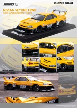 INNO18 1:18 Nissan Skyline (ER34) Super Silhouette "LBWK" In Yellow