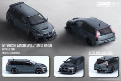 INNO Models 1:64 Mitsubishi Lancer EVO IX Wagon Medium Purplish Gray Mica With Extra Wheels -Model Cars Houston inno64 in64 evo9w pgm 06 800x800 0